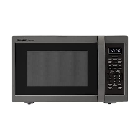 Sharp 21 Inch Wide 1.4 Cu. Ft. 1100 Watt Panel Ready Countertop Microwave Black Stainless