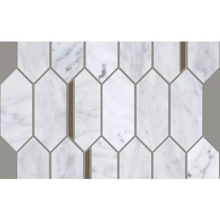 Shaw Picket Mosaic 12" x 13" Diamond Floor and Wall Tile - Honed Visual - Sold by Sheet (1.07 SF/Sheet) Carrara Marble