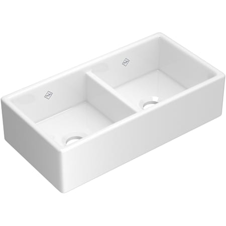 Shaws Shaker 35-1/4" Farmhouse Double Basin Fireclay Kitchen Sink White