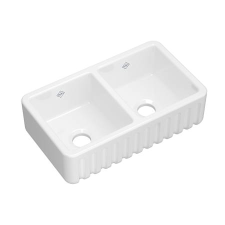 Shaws Ribchester 31-1/2" Farmhouse Double Basin Fireclay Kitchen Sink White