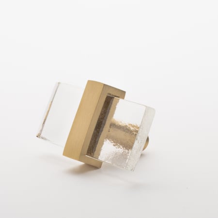 Sietto Adjustable 2 Inch Long Rectangular Cabinet Knob with Clear Glass Satin Brass