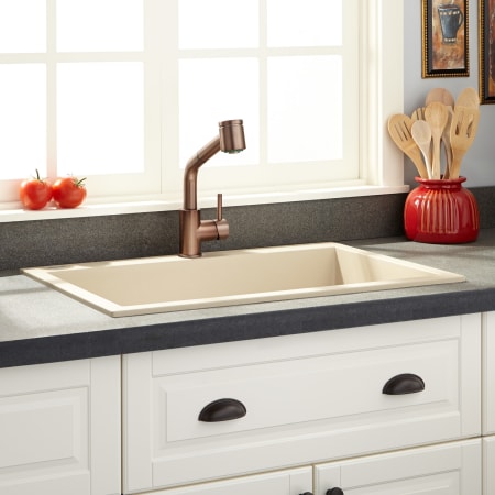 Signature Hardware Holcomb 30" Drop In Single Basin Granite Composite Kitchen Sink Beige