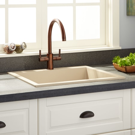 Signature Hardware Holcomb 24" Drop In Single Basin Granite Composite Kitchen Sink Beige