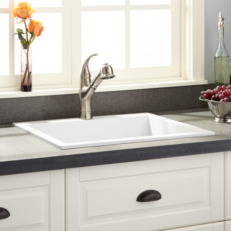 Signature Hardware Holcomb 24" Drop In Single Basin Granite Composite Kitchen Sink Cloud White