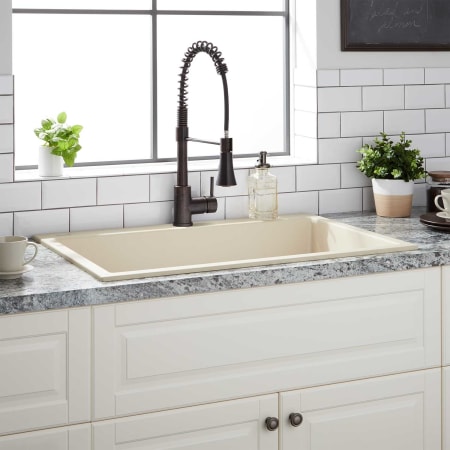 Signature Hardware Algren 33" Drop In Single Basin Granite Composite Kitchen Sink Beige