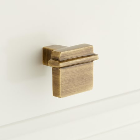 Signature Hardware Marta Solid Brass Cabinet Knob Antique Brass