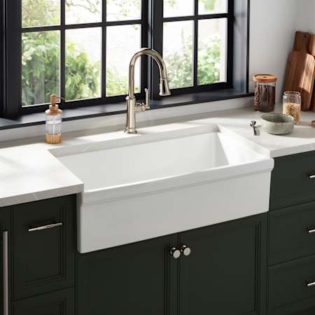Signature Hardware Gallo 36" Farmhouse Single Basin Fireclay Kitchen Sink White