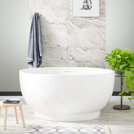Signature Hardware Kaimu 51" Acrylic Soaking Tub with Integrated Drain and Overflow and Foam Insulation White / White
