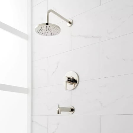 Signature Hardware Lexia Pressure Balanced Tub and Shower Package Trim Only with Rainfall Shower Head - Less Rough-In Valve Polished Nickel