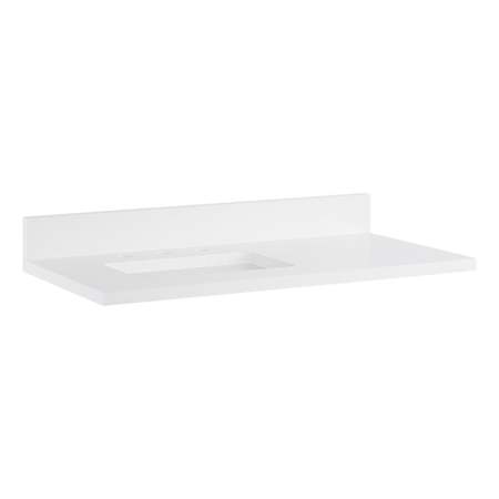 Signature Hardware 37" Quartz Vanity Top with Backsplash Arctic White Quartz