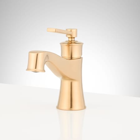 Signature Hardware Pendleton 1.2 GPM Single Hole Bathroom Faucet with Pop-Up Drain Assembly Brushed Gold
