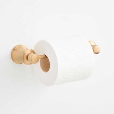 Signature Hardware Pendleton Wall-Mounted Toilet Paper Holder Brushed Gold