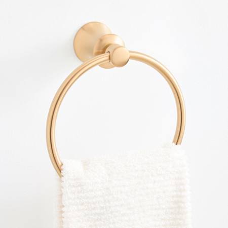 Signature Hardware Pendleton 6-1/2" Wall-Mounted Towel Ring Brushed Gold