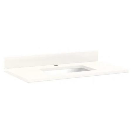 Signature Hardware 37" x 22" 3CM Quartz Vanity Top for Rectangular Undermount Sink Arctic White Quartz