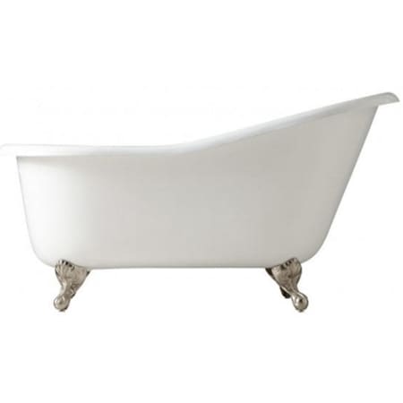 Signature Hardware Erica 57" Cast Iron Soaking Clawfoot Tub with Pre-Drilled Overflow Hole - Less Drain White / Brushed Nickel
