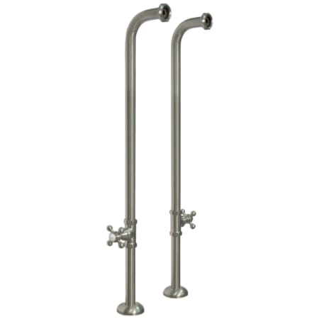 Signature Hardware Freestanding 34-1/2" Tub Supply Lines with Cross Handle Shutoff Valves Brushed Nickel