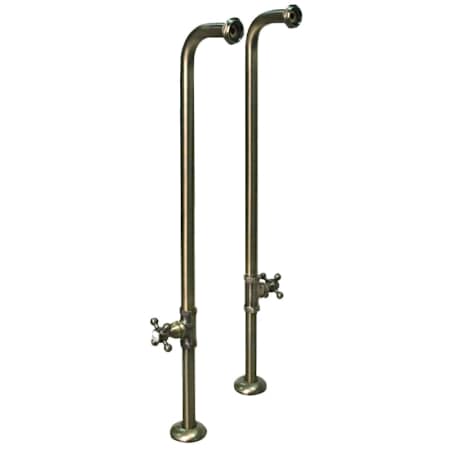 Signature Hardware Freestanding 34-1/2" Tub Supply Lines with Cross Handle Shutoff Valves Antique Brass