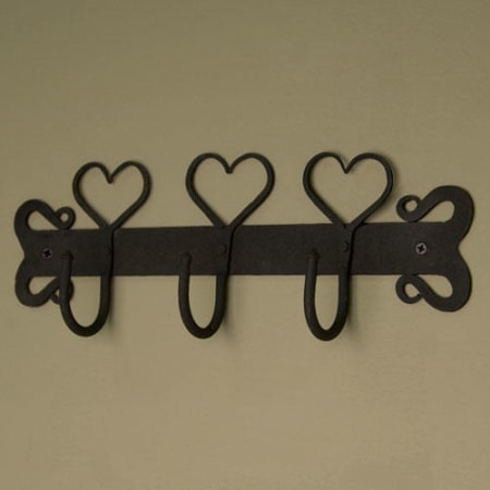 Signature Hardware Stafford 12-3/4 Inch Wide Coat and Hat Hook Rack with 3 Single Hooks Black Powder Coat