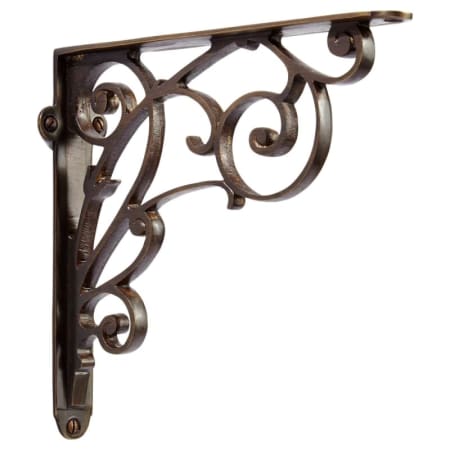 Signature Hardware Winding Scrollwork 7-1/8" Solid Brass Shelf Bracket Antique Brass
