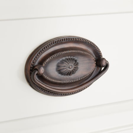 Signature Hardware Hepplewhite 3-1/2 Inch Center to Center Drop Cabinet Pull Oil Rubbed Bronze