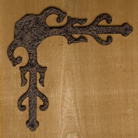 Signature Hardware Mediterranean 8-3/8" x 8-3/8" Bronze Corner Dummy Strap Hinge - Single Hinge Bronze Patina