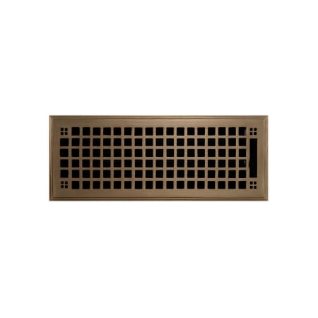 Signature Hardware Mission Brass Floor Register - 4" x 14" (5-1/8" x 15-1/8" Overall) Antique Brass