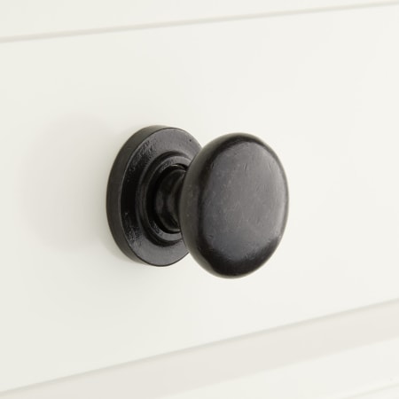 Signature Hardware Solid Bronze 1-1/4 Inch Diameter Mushroom Cabinet Knob with Beveled Round Base Dark Bronze