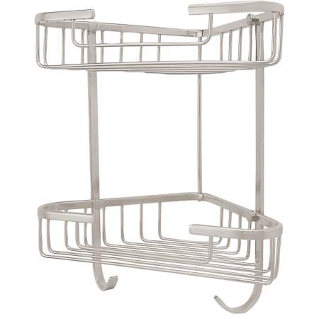 Signature Hardware 10" Solid Brass Two-Tiered Corner Basket Brushed Nickel