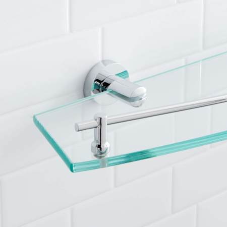 Signature Hardware Ceeley 24" Tempered Glass Bathroom Shelf Chrome