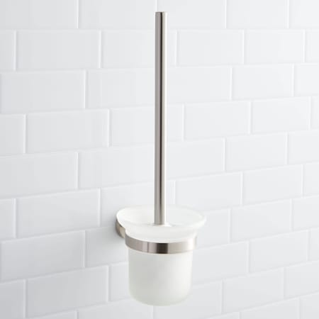 Signature Hardware Ceeley Wall-Mount Toilet Brush Holder Brushed Nickel