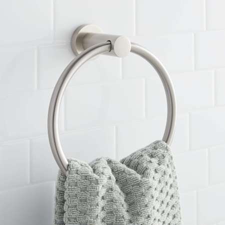 Signature Hardware Ceeley 7" Wall-Mounted Towel Ring Brushed Nickel