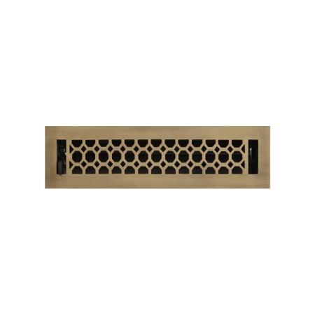 Signature Hardware Honeycomb Brass Floor Register - 2-1/4" x 14" (3-1/4" x 15" Overall) Antique Brass
