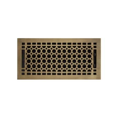 Signature Hardware Honeycomb Brass Floor Register - 6" x 14" (6-5/8" x 15-1/8" Overall) Antique Brass