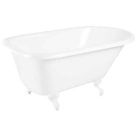 Signature Hardware Miya 54" Cast Iron Soaking Clawfoot Tub with Pre-Drilled Overflow Hole, 7" Rim Holes, and Tap Deck - Less Drain White