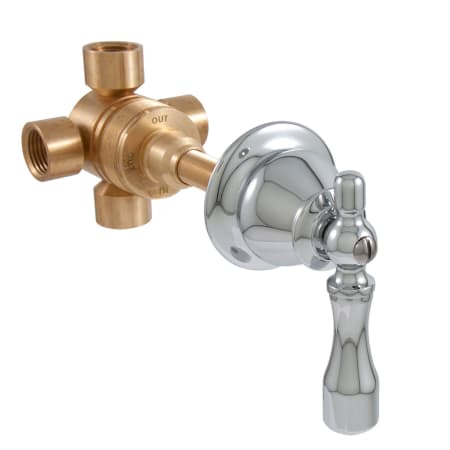Signature Hardware Traditional Three Way In-Wall Shower Diverter with Lever Handle - Rough In Included Chrome
