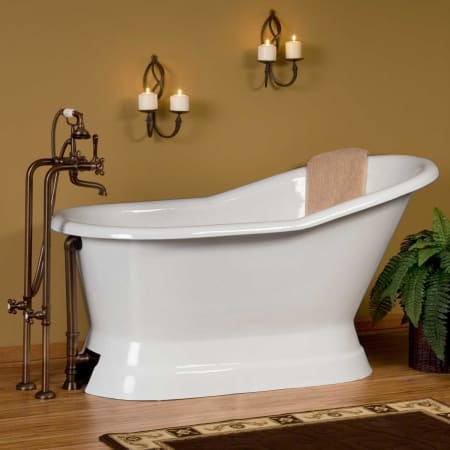 Signature Hardware Socorro 60" Cast Iron Soaking Freestanding Tub with Pre-Drilled Overflow Hole - Less Drain White