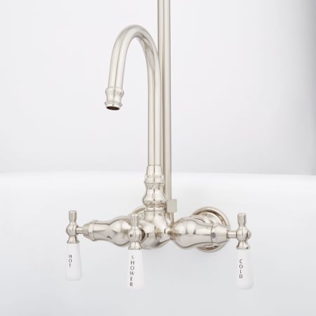 Signature Hardware Tub Wall Mounted Clawfoot Tub Filler Faucet - Less Valve Brushed Nickel