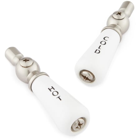 Signature Hardware Small Porcelain Lever Handles - Pair of 2 Brushed Nickel