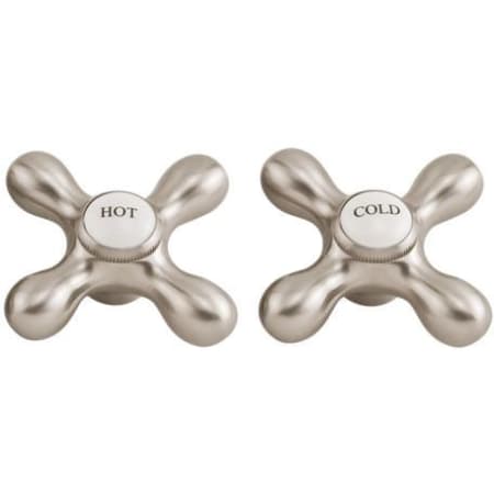 Signature Hardware Large Metal and Porcelain Cross Handles - Pair of 2 Brushed Nickel
