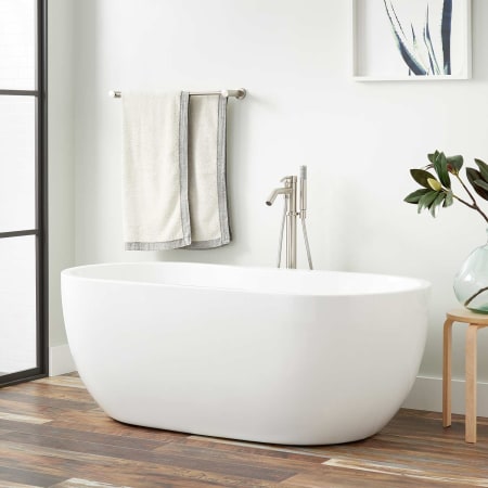 Signature Hardware Boyce 61" Free Standing Acrylic Soaking Tub with Integrated Drain and Overflow White