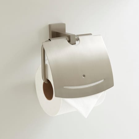 Signature Hardware Helsinki Wall-Mounted Toilet Paper Holder Brushed Nickel