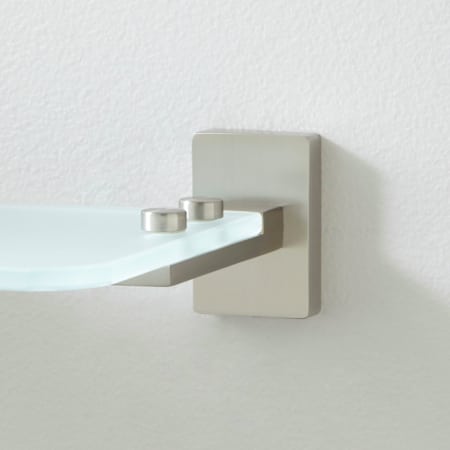 Signature Hardware Helsinki 22" Tempered Glass Bathroom Shelf Brushed Nickel