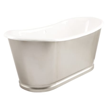 Signature Hardware Dorset Bateau 66" Cast Iron Soaking Freestanding Tub - Less Drain Stainless Steel
