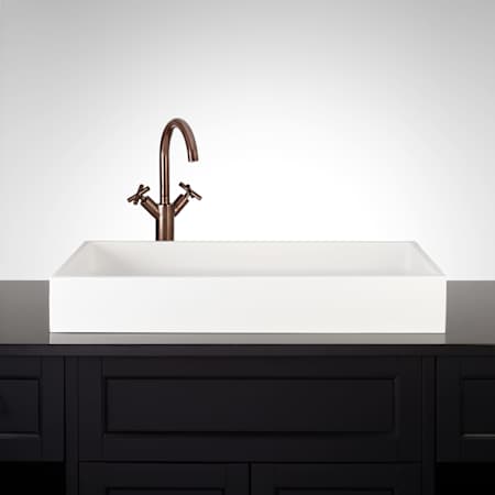 Signature Hardware Cosima 28" Rectangular Resin Vessel Bathroom Sink White