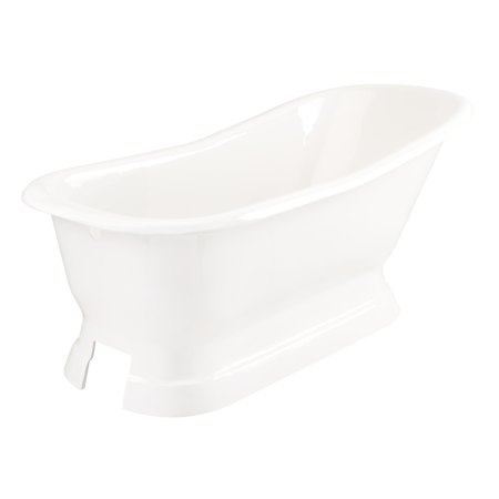 Signature Hardware Jude 66" Cast Iron Soaking Freestanding Tub with Pre-Drilled Overflow Hole - Less Drain White