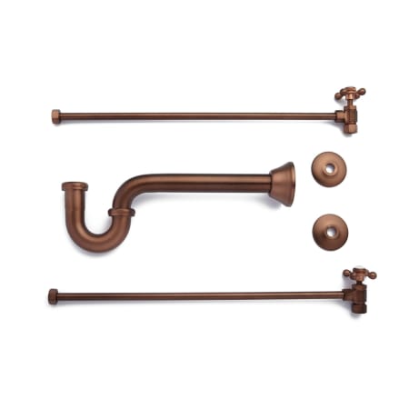 Signature Hardware Bathroom Sink Supply Kit with P-Trap, Dual Handles, and Supply Lines - For Copper Pipe Antique Copper