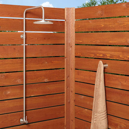 Signature Hardware Stainless Steel Outdoor Shower Trim with Single Function Shower Head Stainless Steel