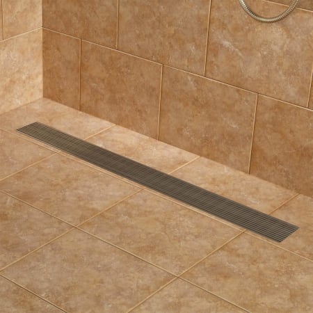Signature Hardware Carmen 36" Linear Shower Drain with Flange Brushed Stainless Steel