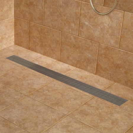 Signature Hardware Carmen 40" Linear Shower Drain with Flange Brushed Stainless Steel