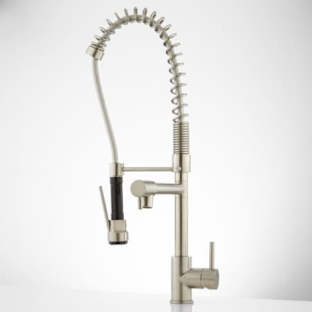 Signature Hardware Levi 1.8 GPM Pre-Rinse Kitchen Faucet - Includes Integrated Second Straight Spout Brushed Nickel